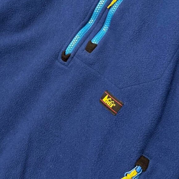 Vintage REI Rare Half Zip Blue Fleece Utility Jacket Large - Picture 2 of 4